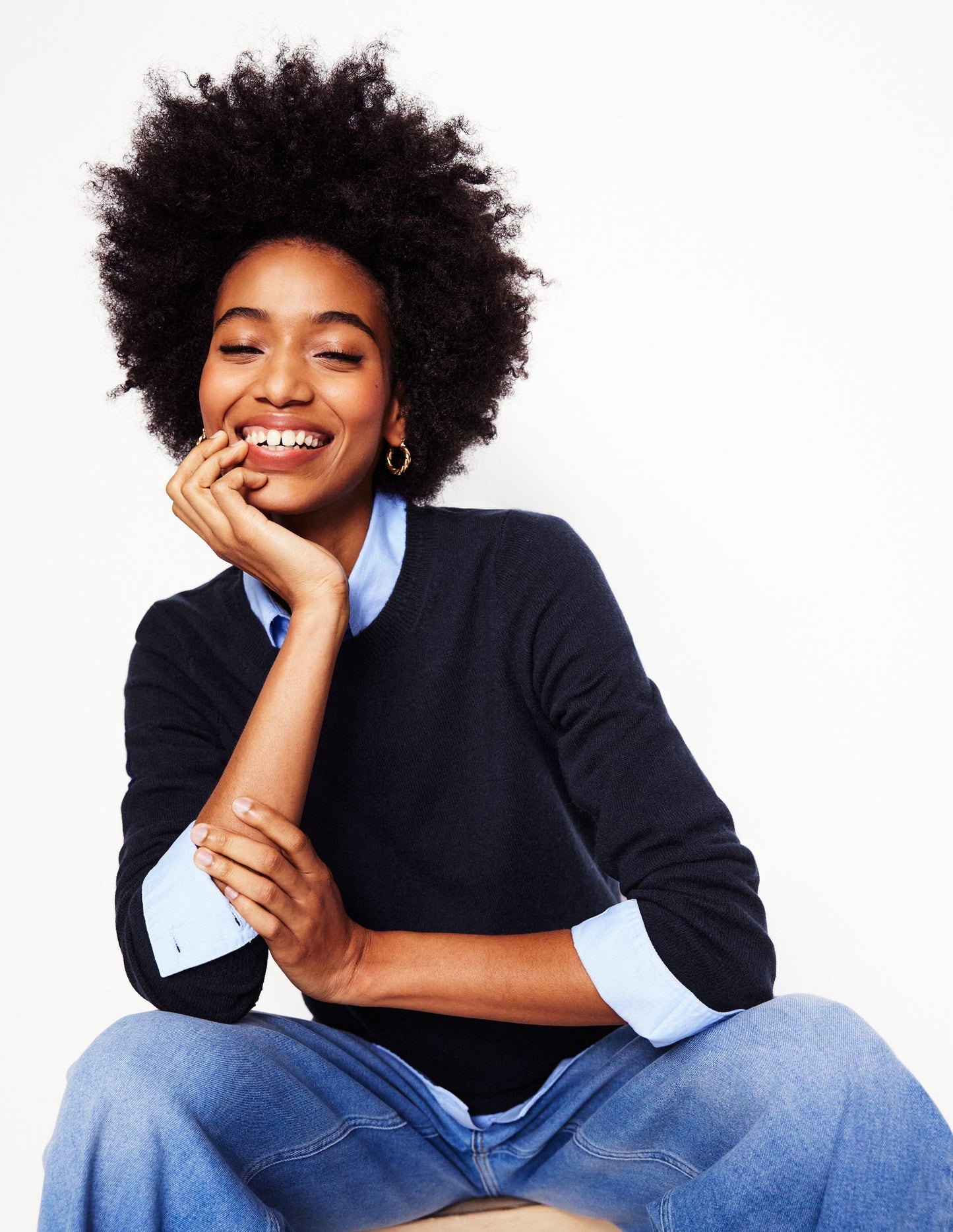 Boden Eva Cashmere V - Neck Sweater - Navy