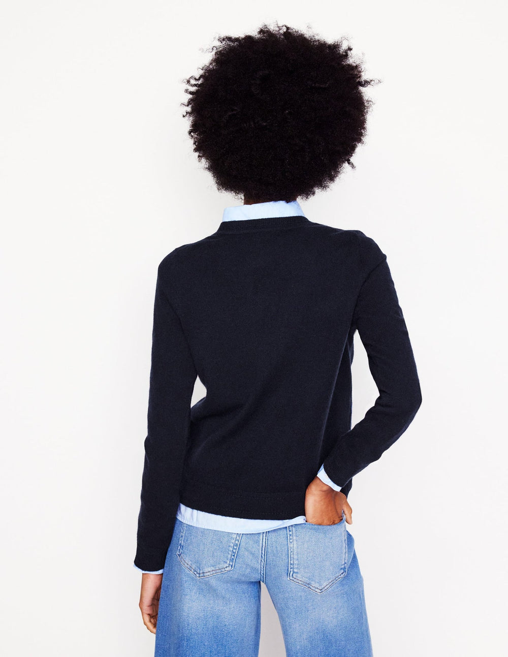 Boden Eva Cashmere V - Neck Sweater - Navy