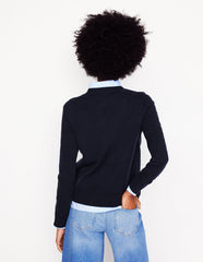 Boden Eva Cashmere V - Neck Sweater - Navy