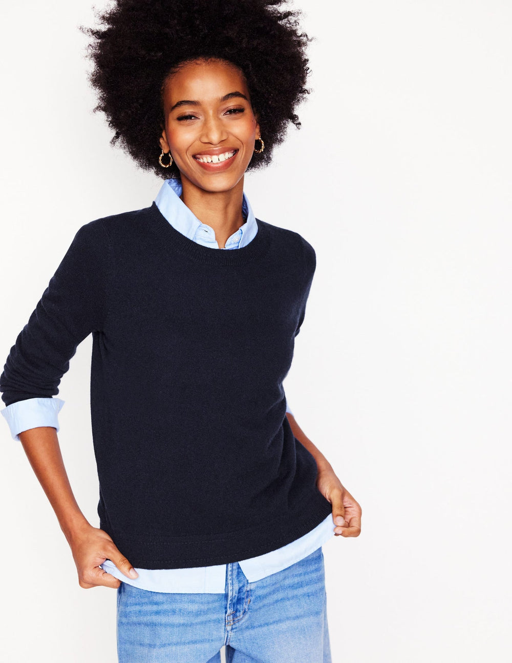 Boden Eva Cashmere V - Neck Sweater - Navy