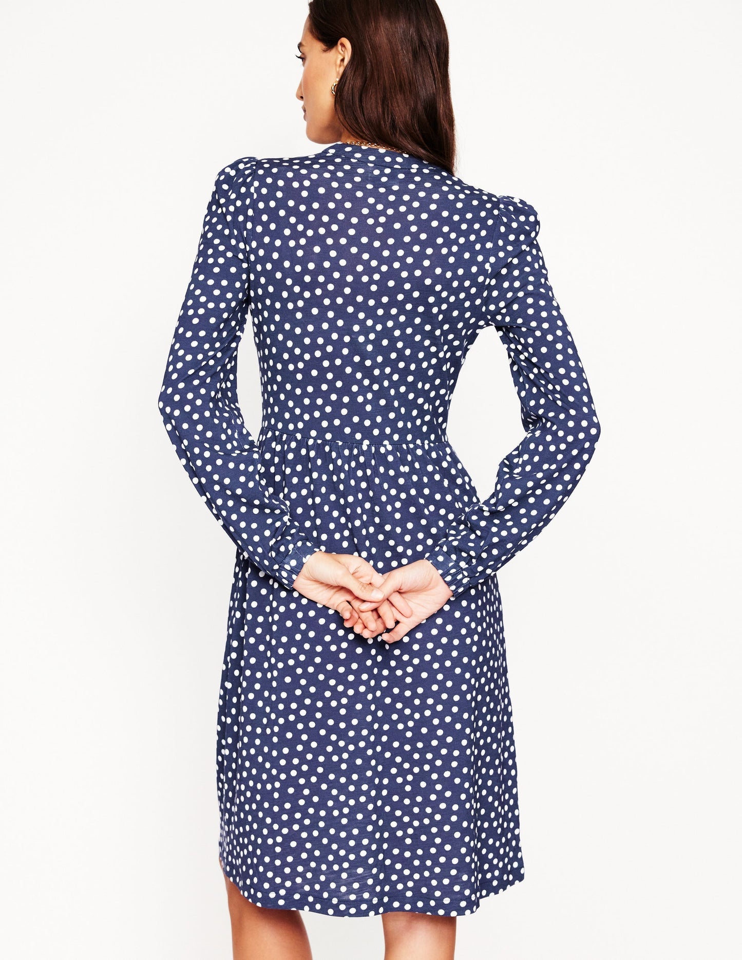 Boden Naomi Relaxed Jersey Dress - French Navy, Abstract Dot