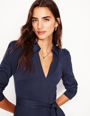 Boden Imogen Collared Jersey Dress - Navy
