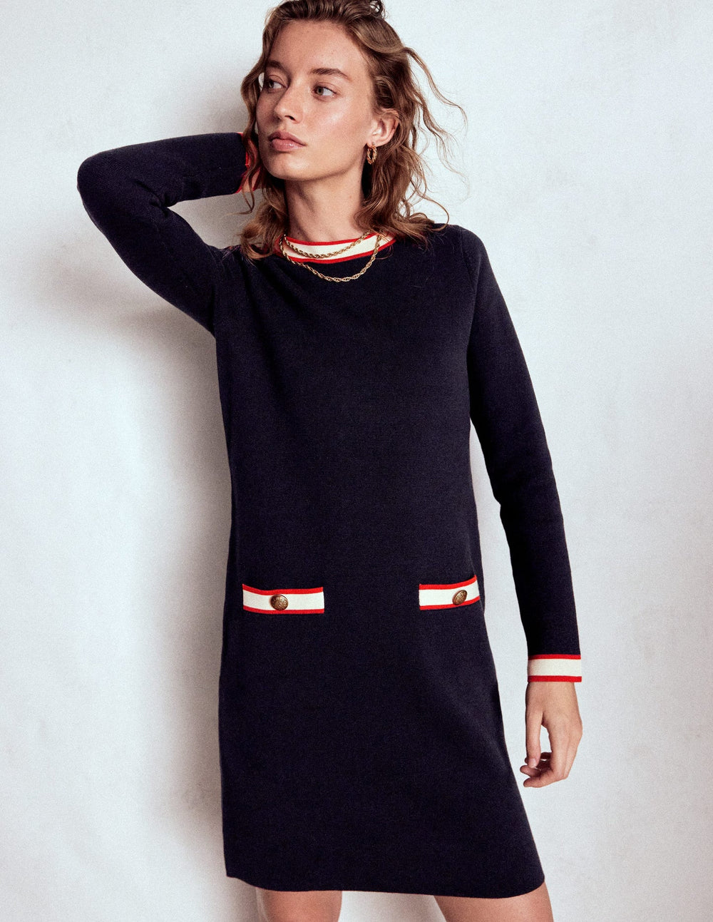 Boden Holly Knitted Shift Dress - Navy