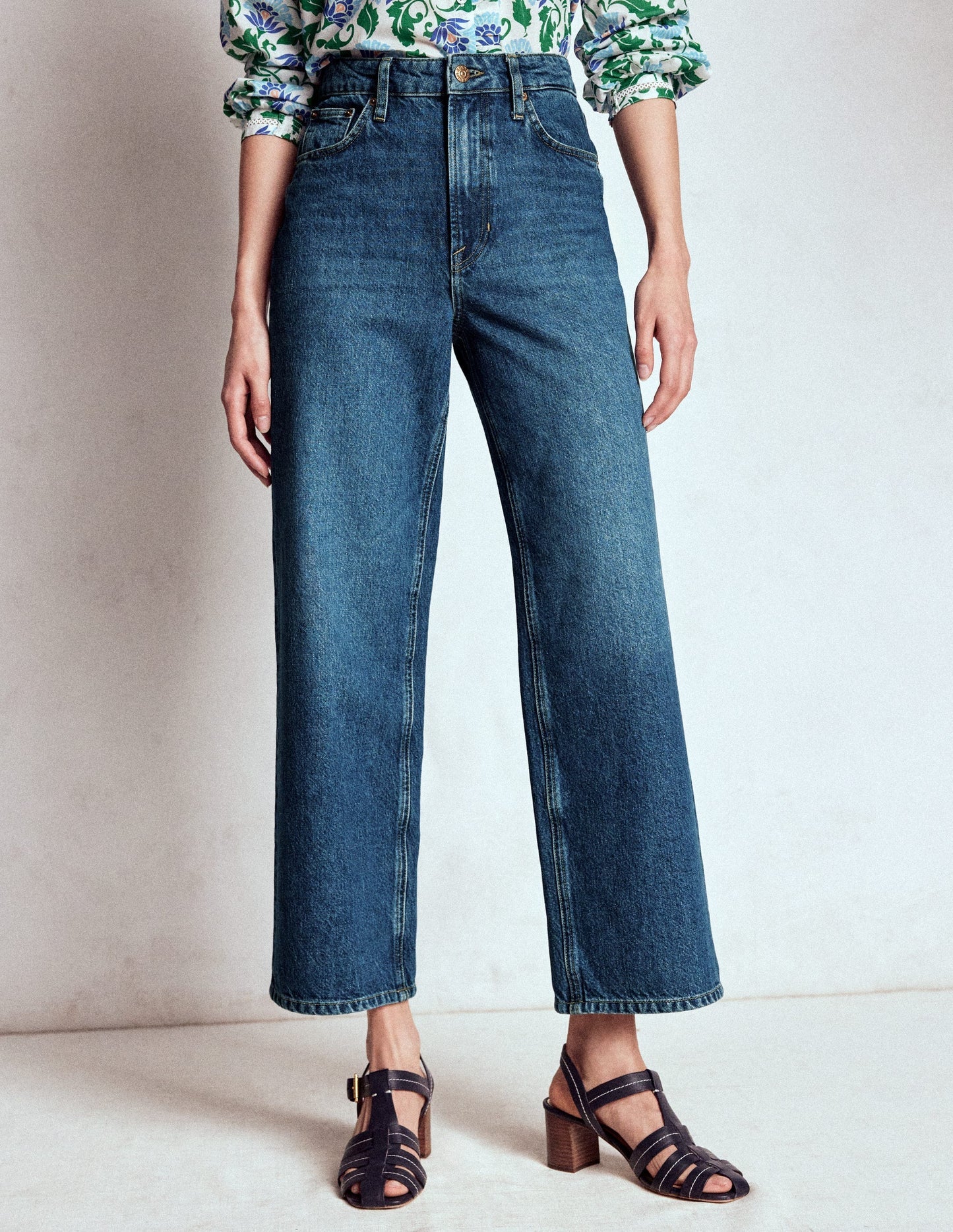 Boden High Rise Straight Crop Jeans - Mid Vintage