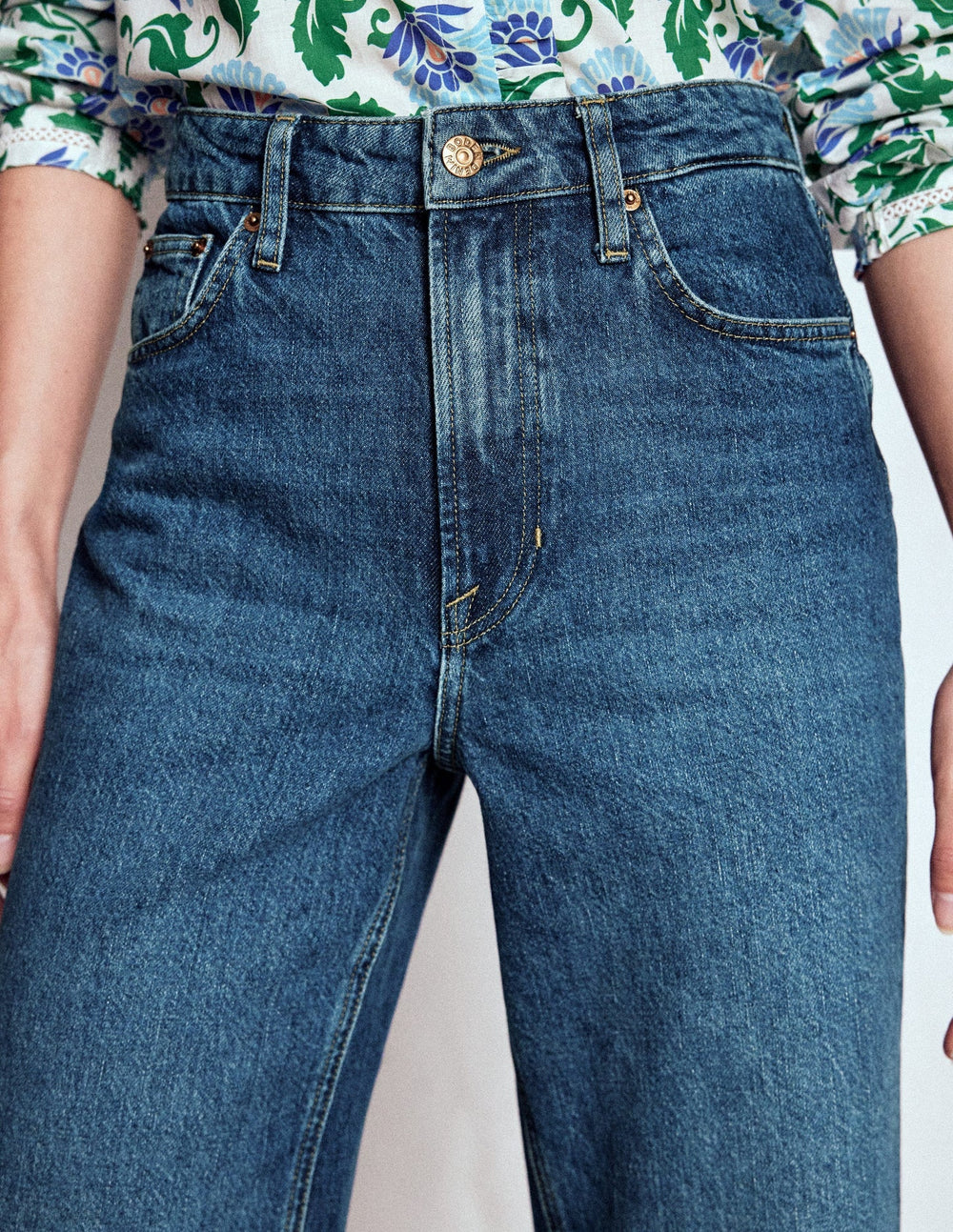Boden High Rise Straight Crop Jeans - Mid Vintage