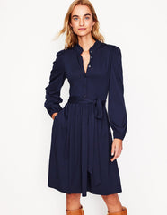 Boden Willow Frill Short Shirt Dress - Navy