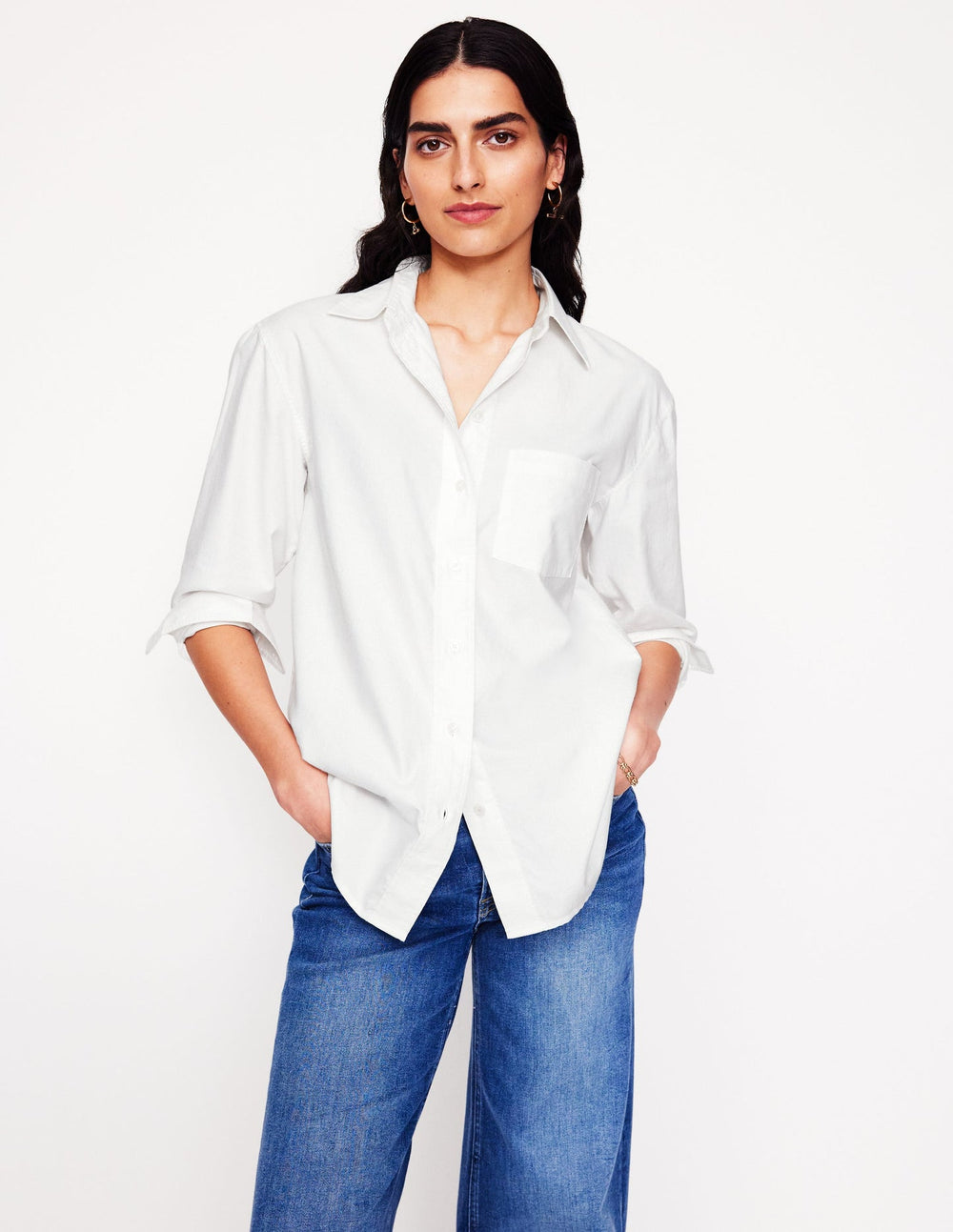 Boden Sadie Relaxed Cotton Shirt - White Oxford