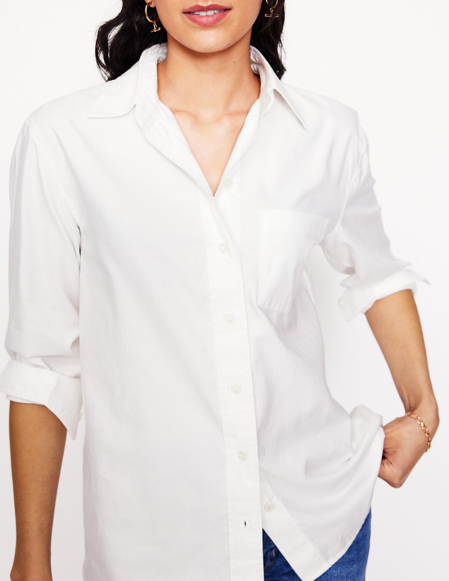 Boden Sadie Relaxed Cotton Shirt - White Oxford