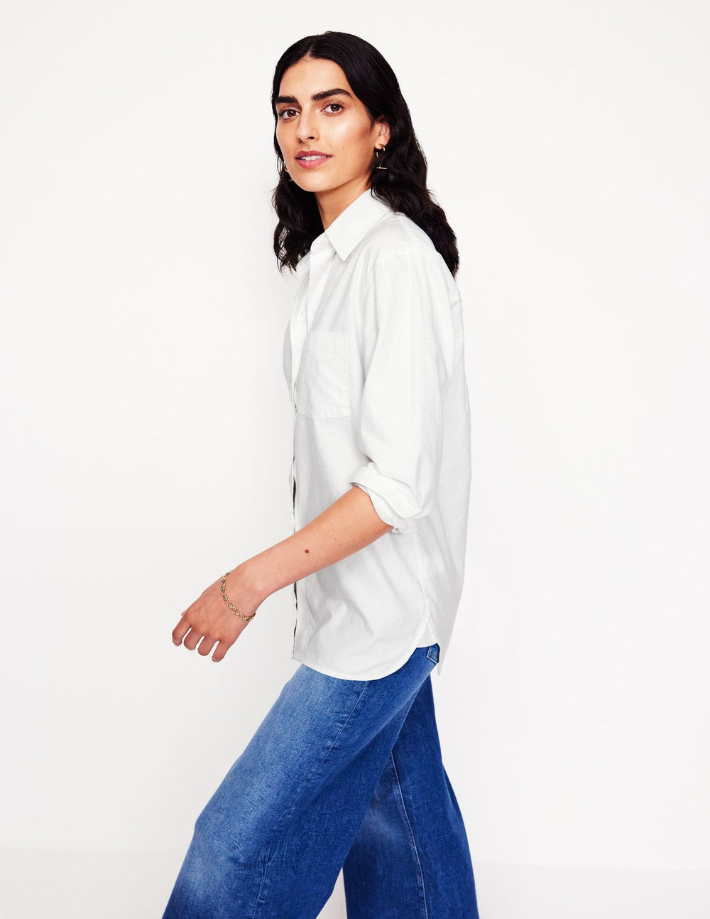 Boden Sadie Relaxed Cotton Shirt - White Oxford