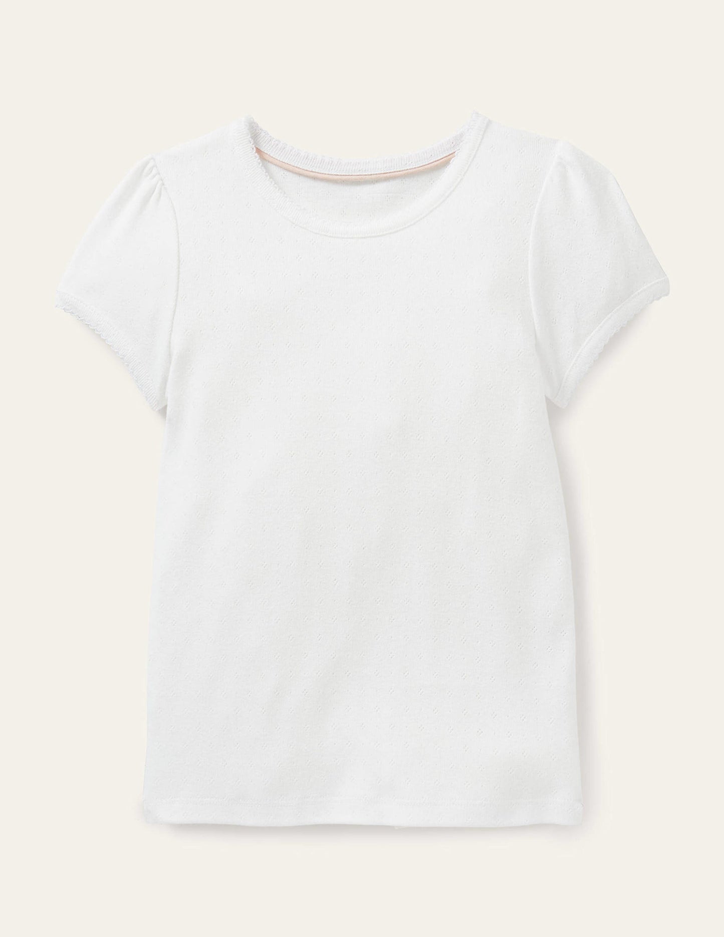 Boden Short Sleeve Pointelle Top - White
