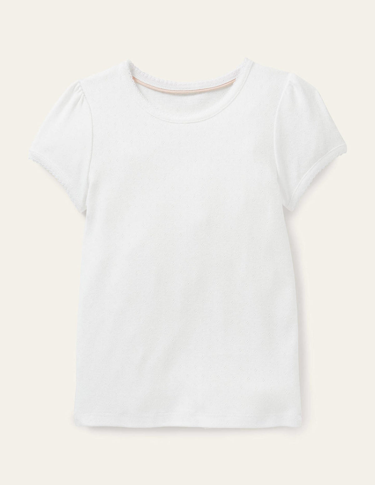 Boden Short Sleeve Pointelle Top - White