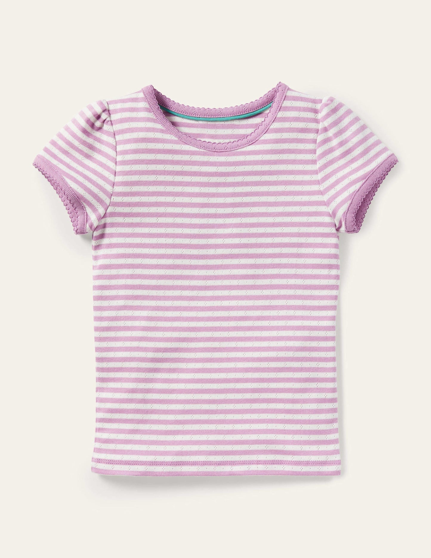 Boden Short Sleeve Pointelle Top - Sugared Lilac