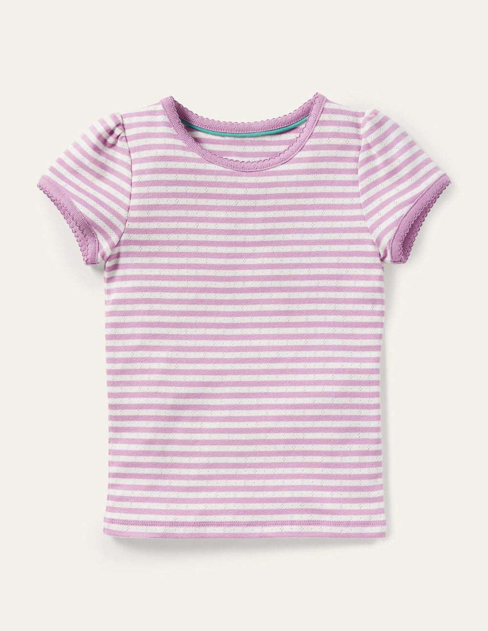 Boden Short Sleeve Pointelle Top - Sugared Lilac