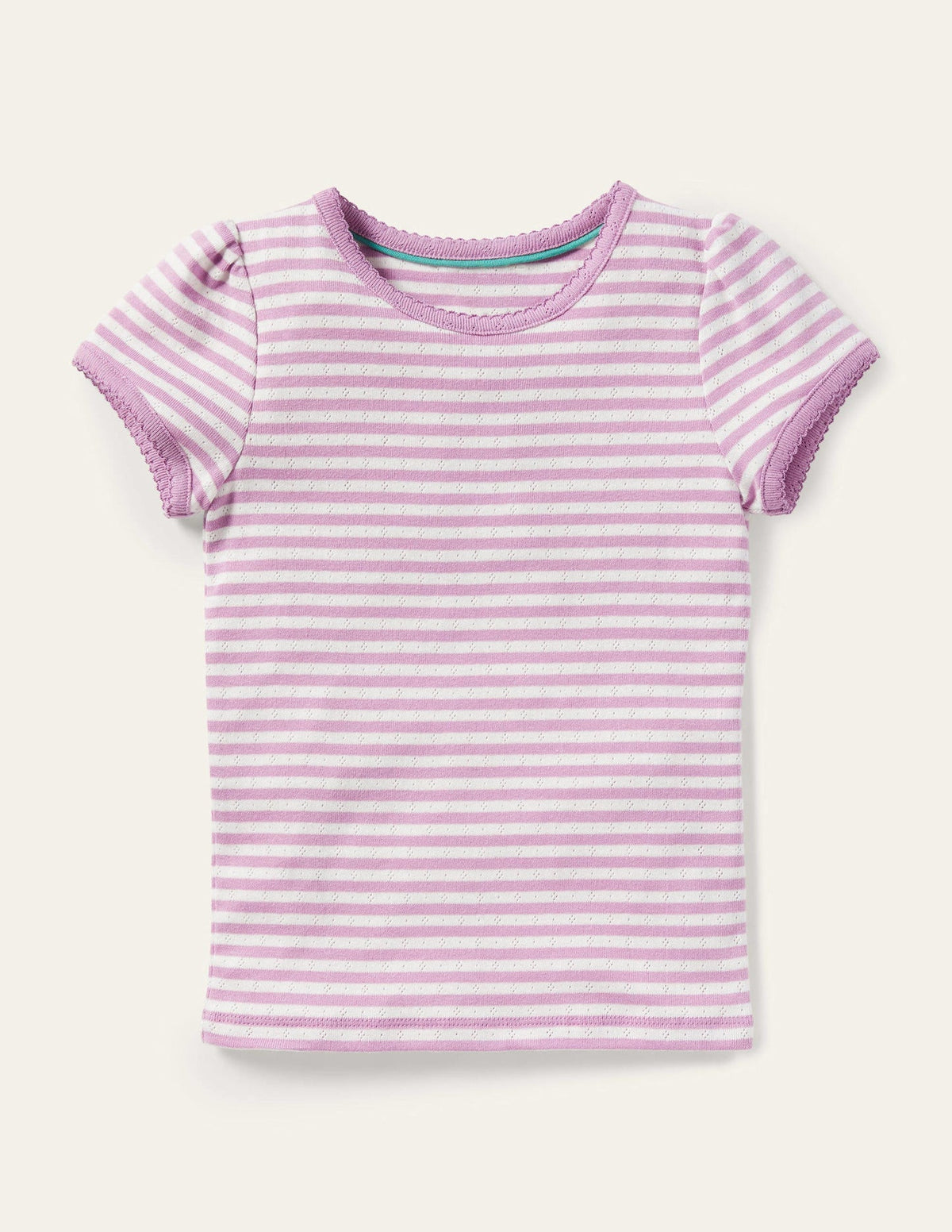 Boden Short Sleeve Pointelle Top - Sugared Lilac