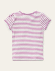 Boden Short Sleeve Pointelle Top - Sugared Lilac