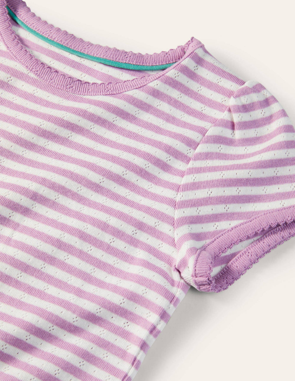 Boden Short Sleeve Pointelle Top - Sugared Lilac
