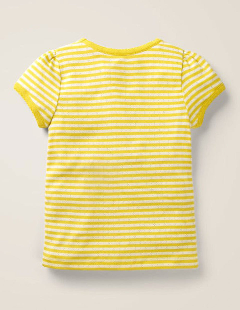 Boden Short Sleeve Pointelle Top - Daffodil Yellow/Soft Ivory
