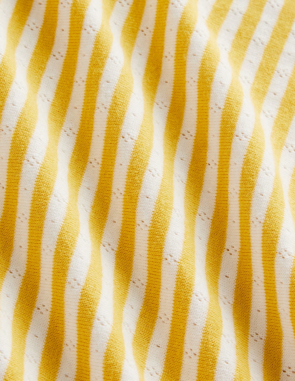 Boden Short Sleeve Pointelle Top - Daffodil Yellow/Soft Ivory