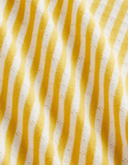 Boden Short Sleeve Pointelle Top - Daffodil Yellow/Soft Ivory