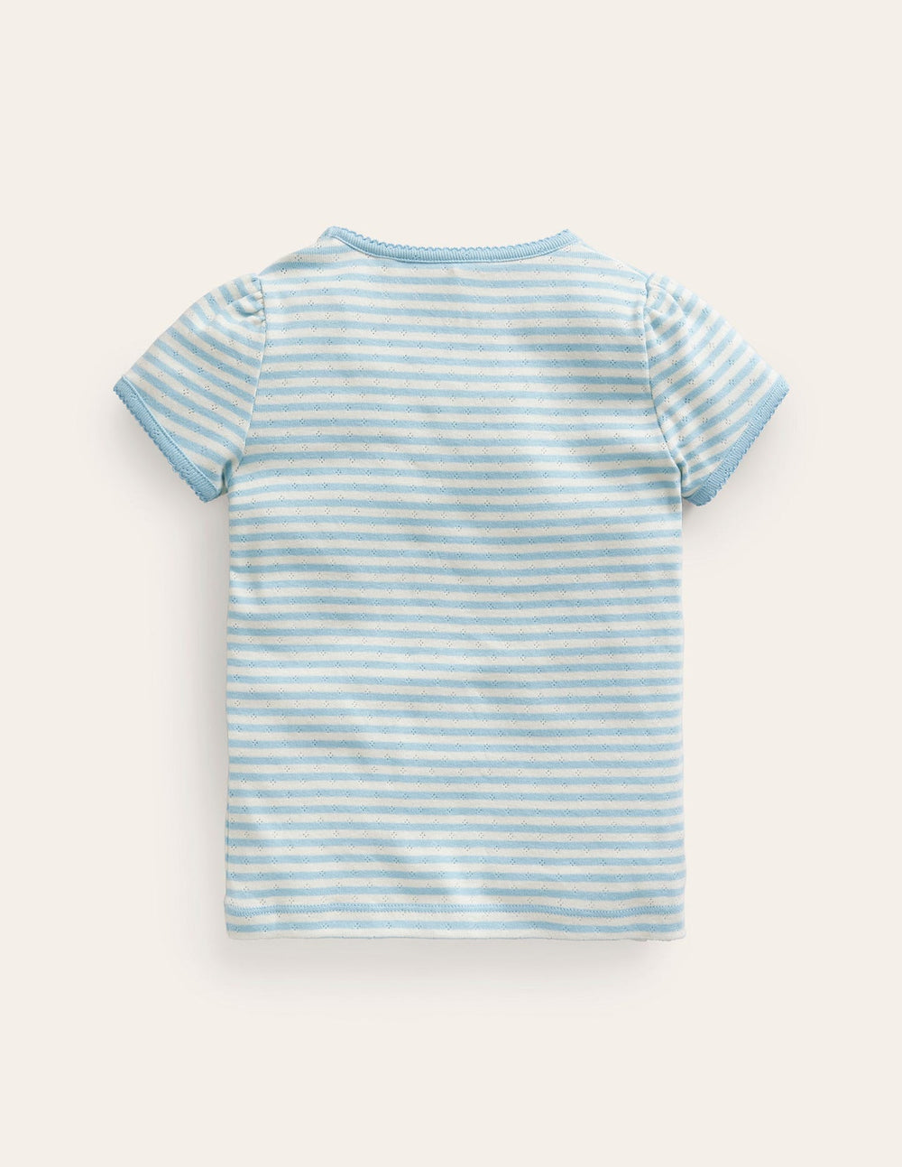 Boden Short Sleeve Pointelle Top - Light Celeste Blue/Soft Ivory