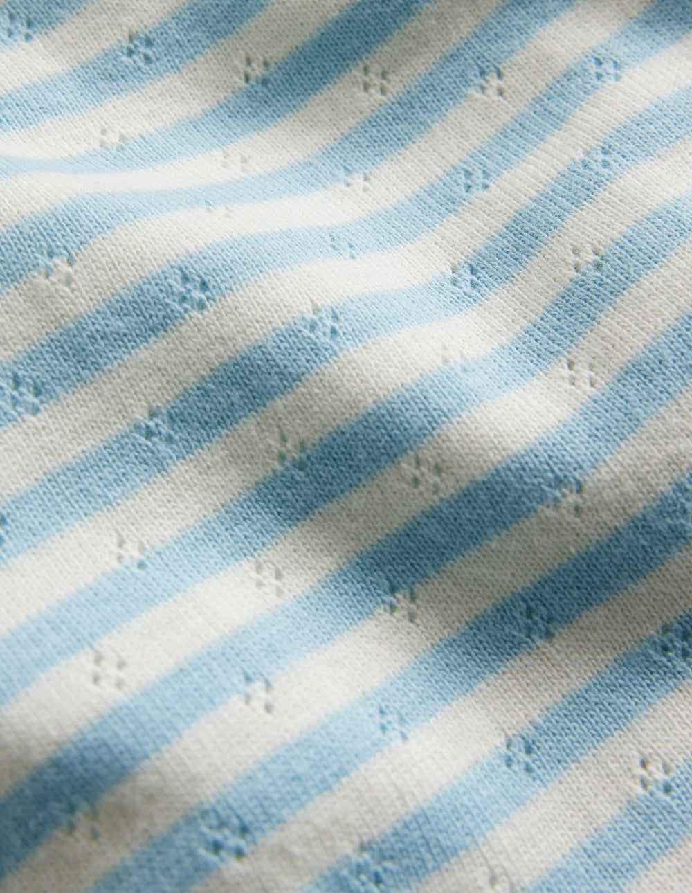 Boden Short Sleeve Pointelle Top - Light Celeste Blue/Soft Ivory