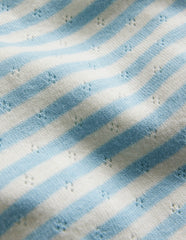 Boden Short Sleeve Pointelle Top - Light Celeste Blue/Soft Ivory
