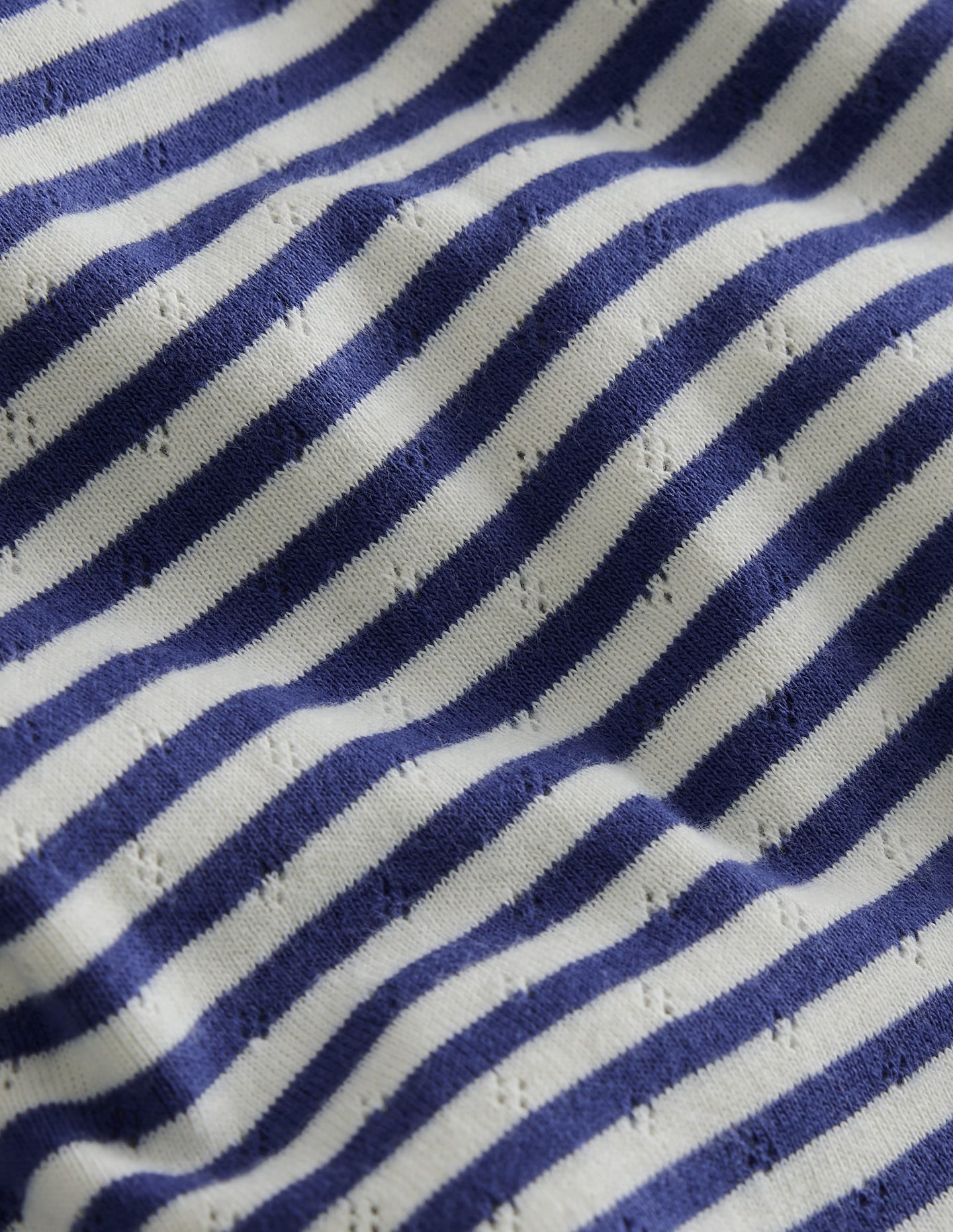 Boden Short Sleeve Pointelle Top - Soft Ivory/Starboard Blue