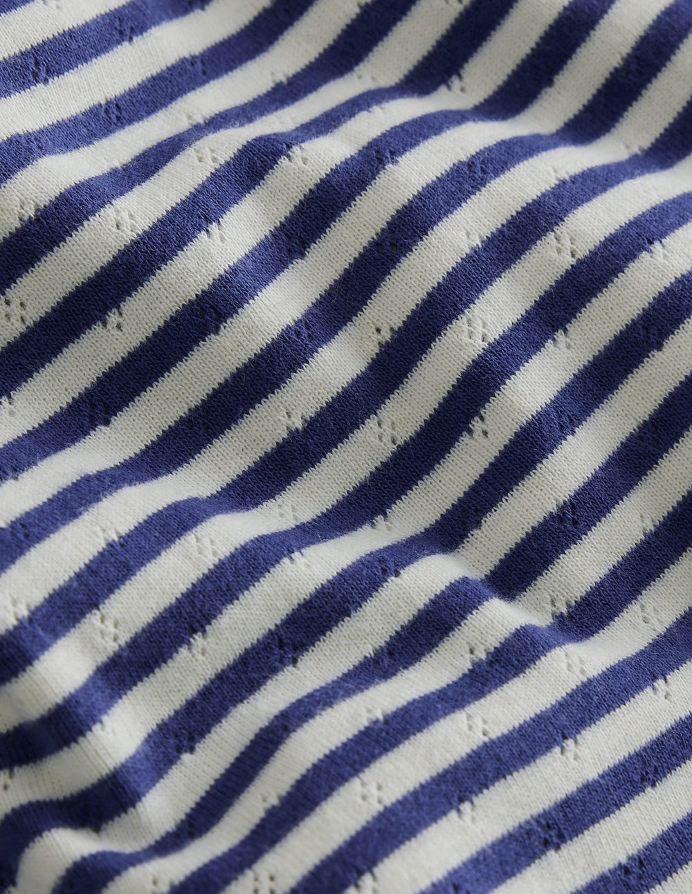 Boden Short Sleeve Pointelle Top - Soft Ivory/Starboard Blue