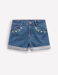 Boden Denim Shorts - Vintage Embroidered Daisy