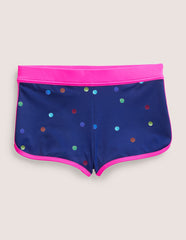 Boden Patterned Swim Shorts - Navy Rainbow Confetti Spot
