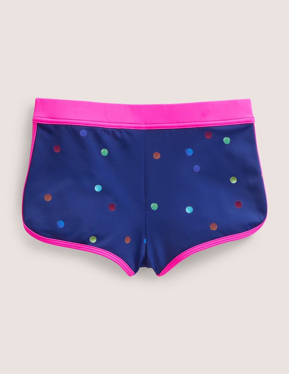 Boden Patterned Swim Shorts - Navy Rainbow Confetti Spot