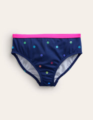 Boden Patterned Bikini Bottoms - Navy Rainbow Confetti Spot