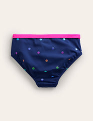 Boden Patterned Bikini Bottoms - Navy Rainbow Confetti Spot