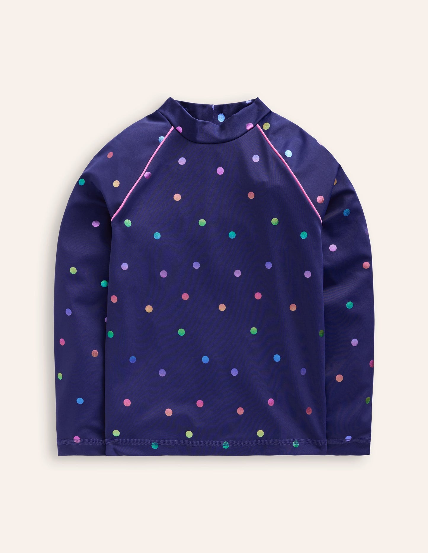 Boden Sun Safe Patterned Rash Vest - Navy Rainbow Confetti Spot