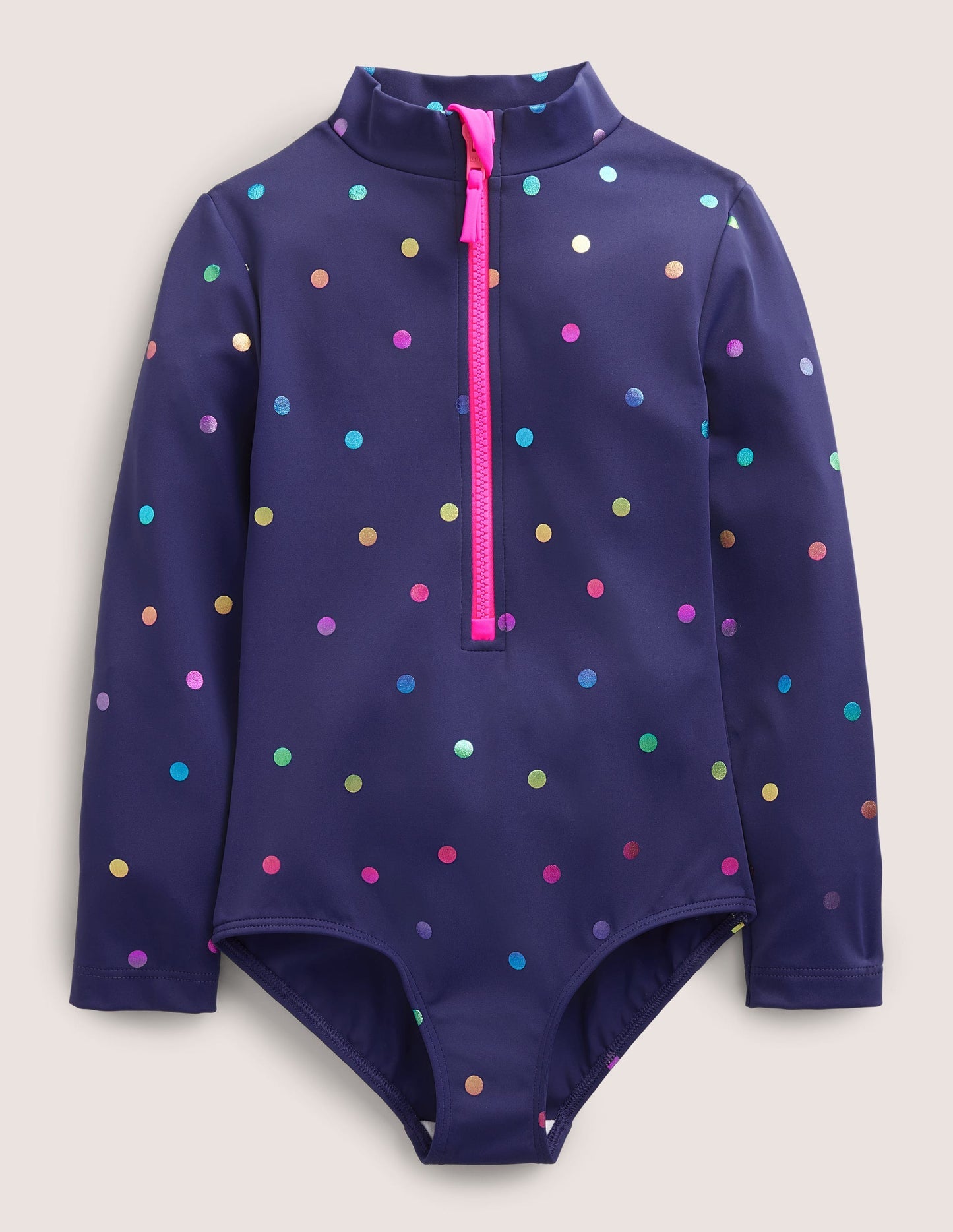 Boden Long - Sleeved Swimsuit - Navy Rainbow Confetti Spot