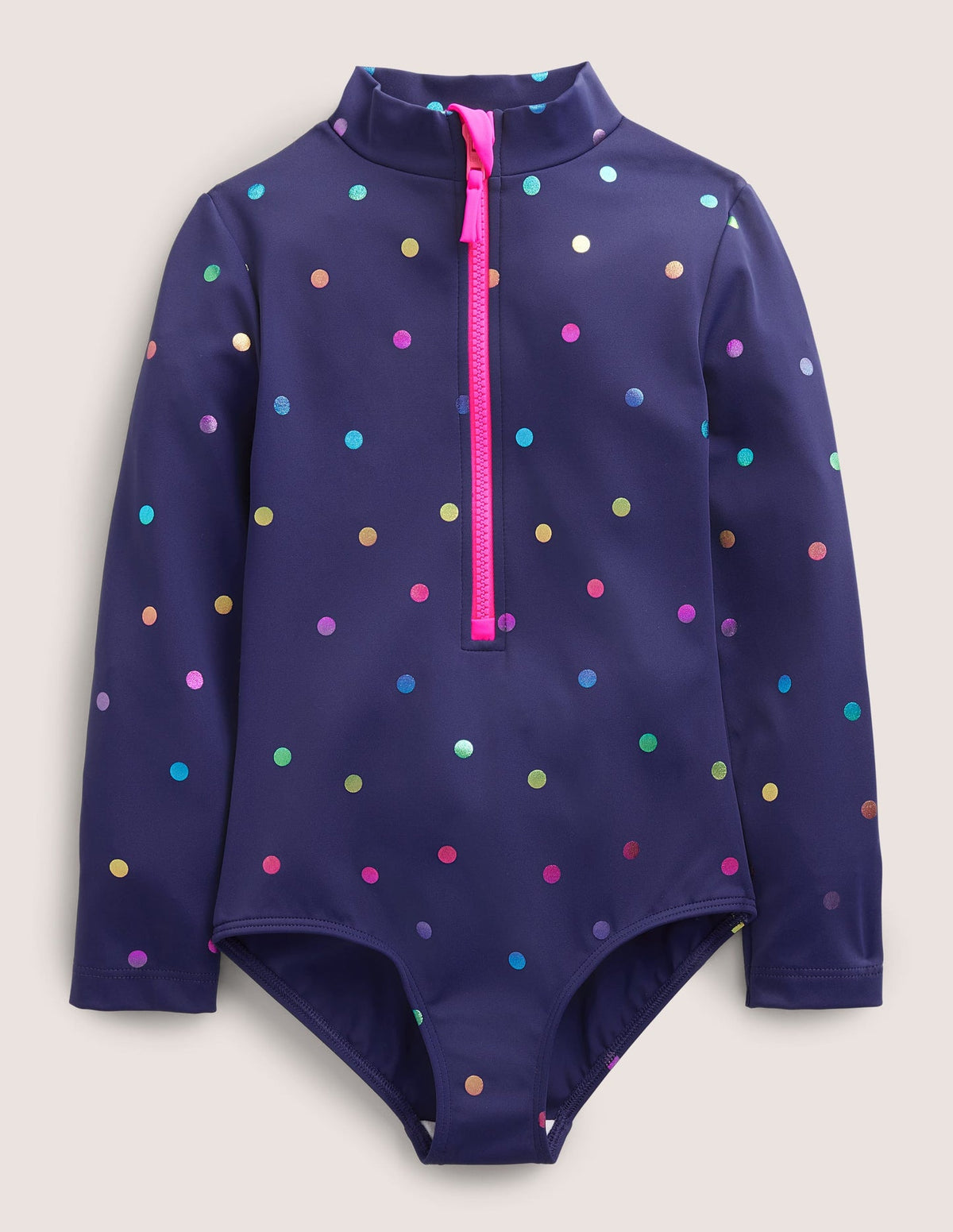 Boden Long - Sleeved Swimsuit - Navy Rainbow Confetti Spot