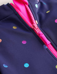 Boden Long - Sleeved Swimsuit - Navy Rainbow Confetti Spot