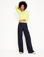 Boden Mid Rise Fluid Denim Pants - Indigo Rinse