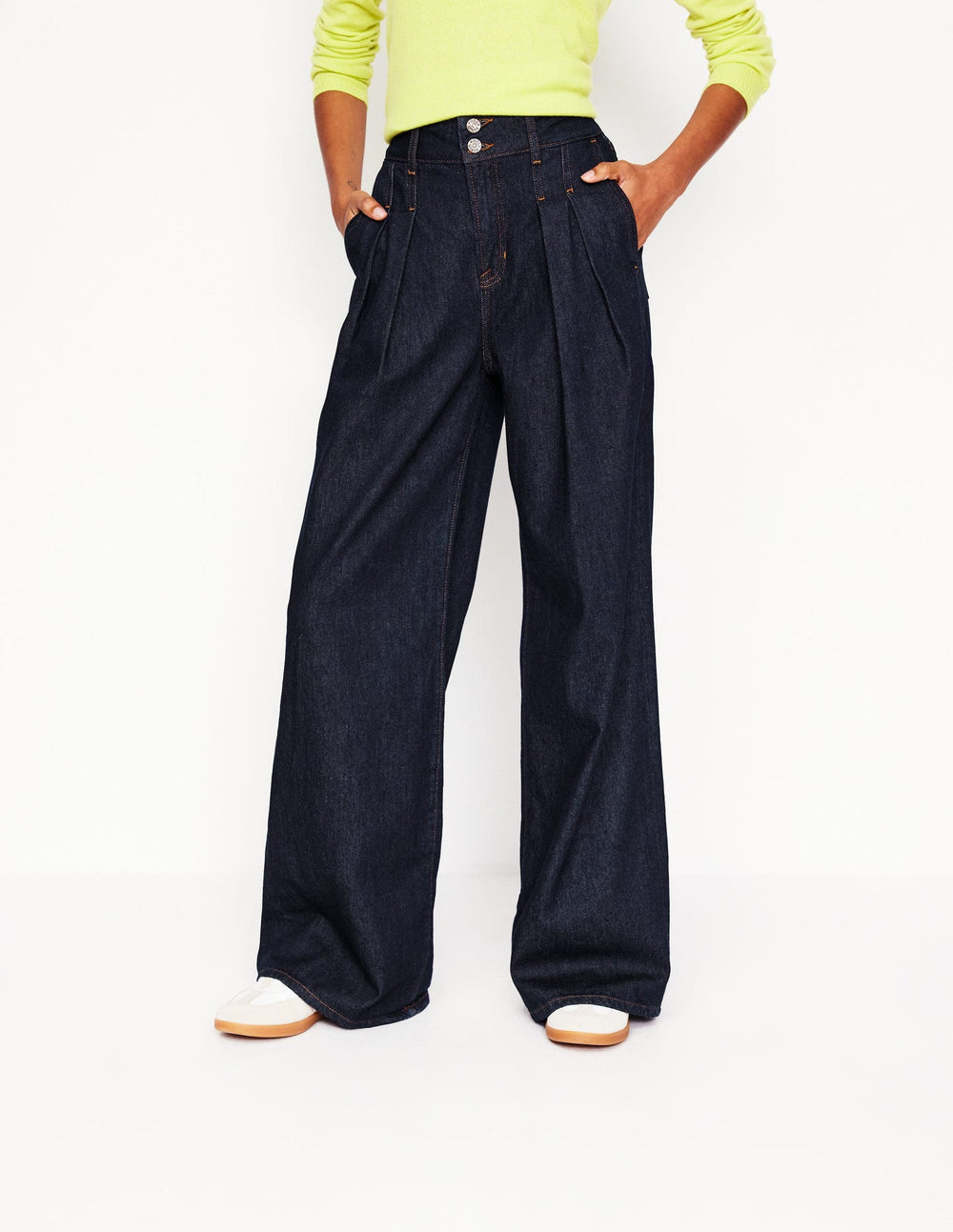 Boden Mid Rise Fluid Denim Pants - Indigo Rinse