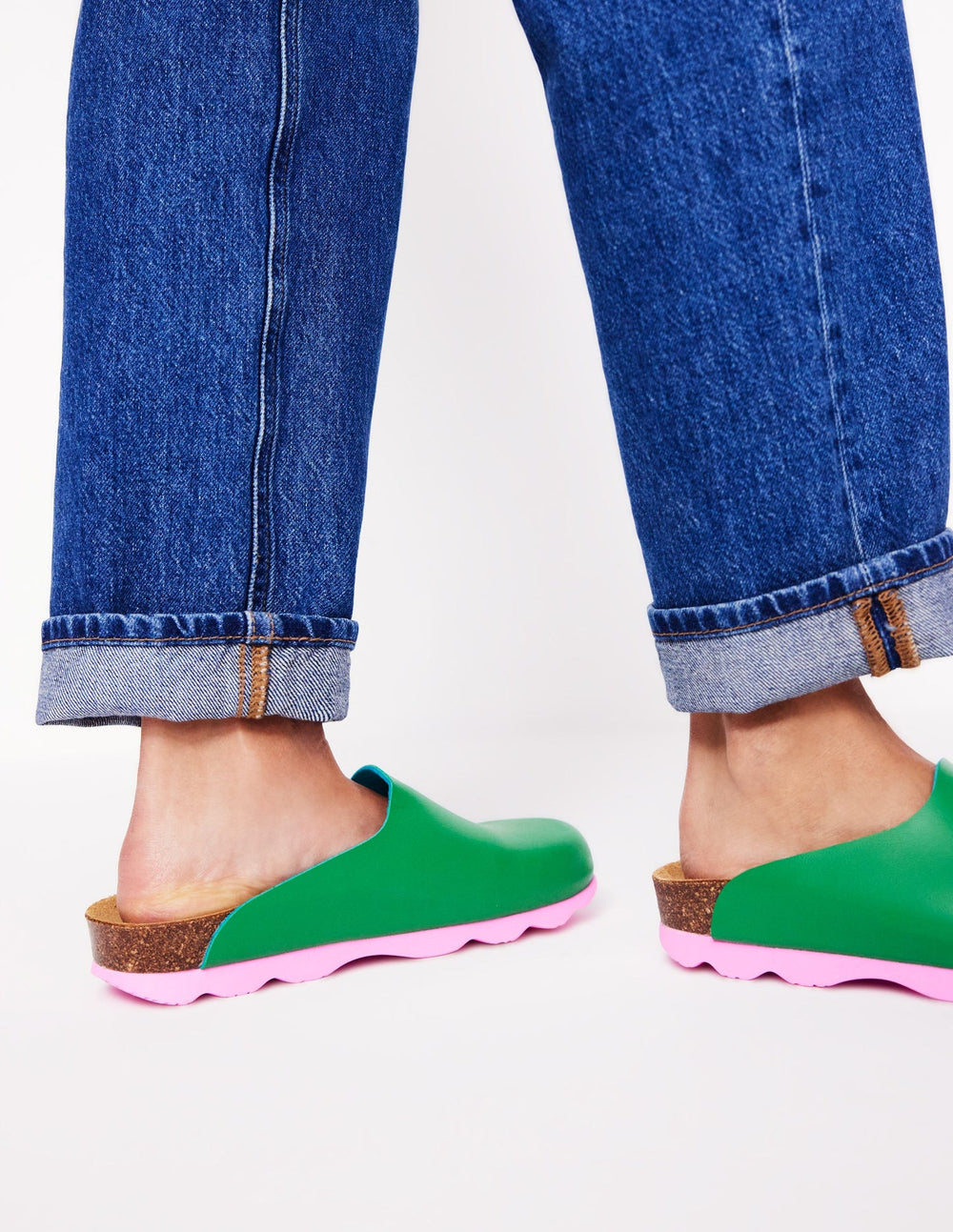 Boden Lyla Colour Block Clogs - Rich Emerald