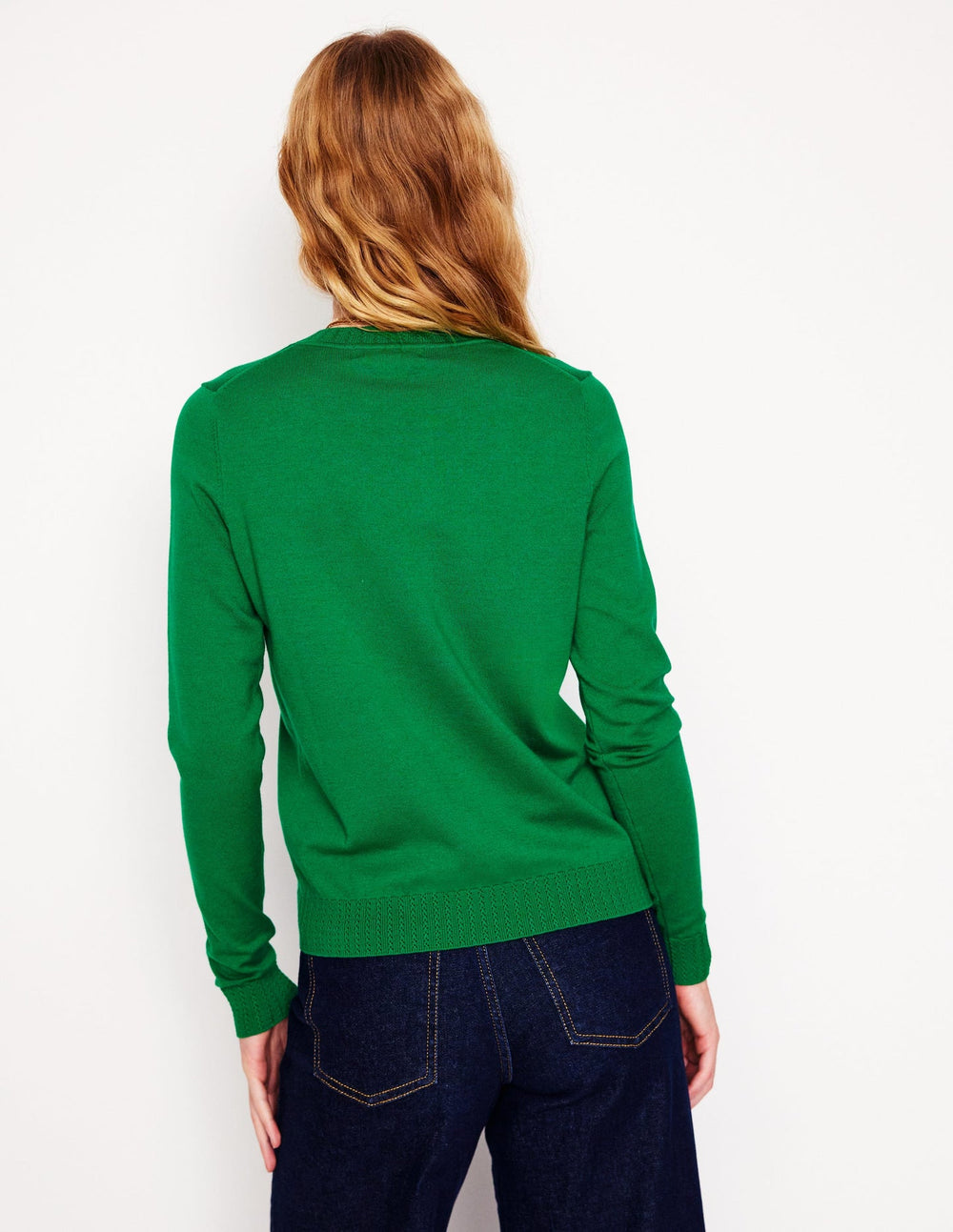 Boden Emilia Cotton Crew Sweater - Rich Emerald