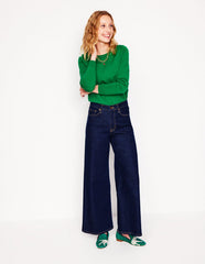 Boden Emilia Cotton Crew Sweater - Rich Emerald