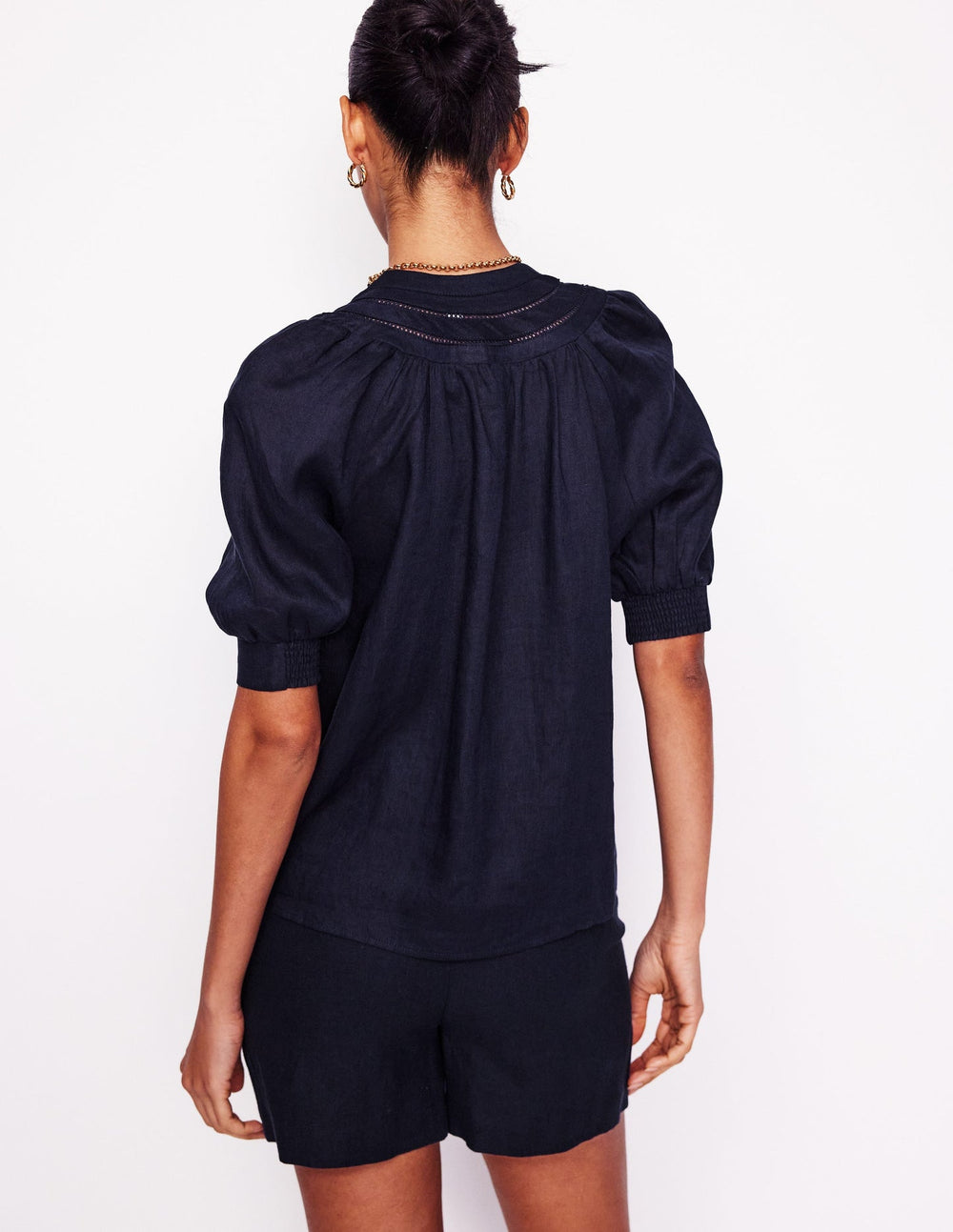 Boden Bea Linen Top - Navy