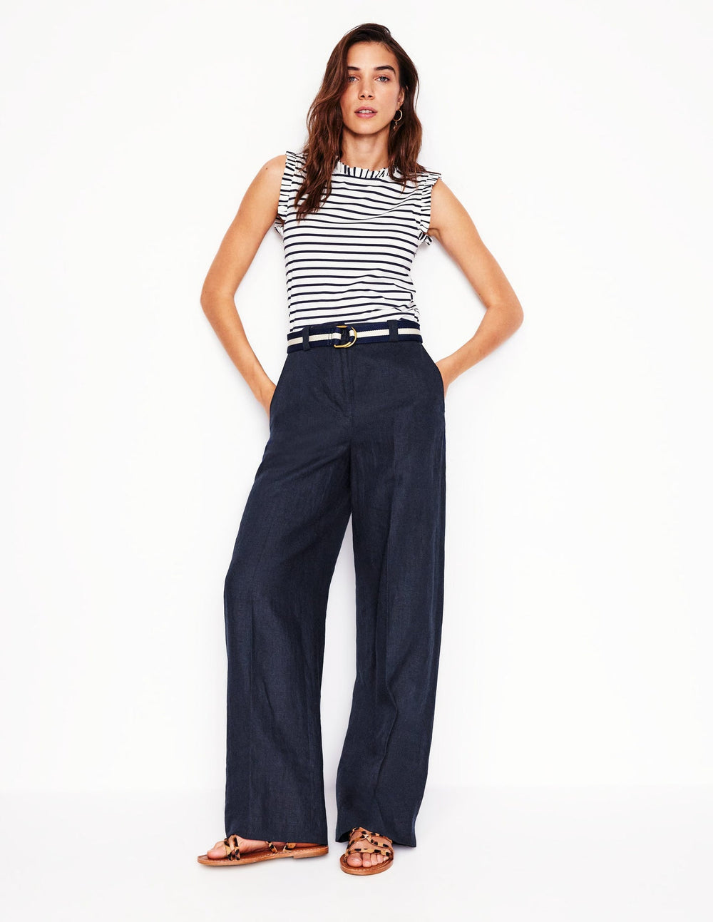 Boden Westbourne Linen Pants - Navy