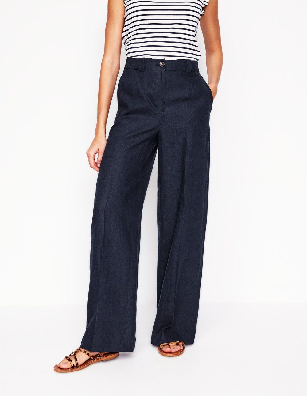 Boden Westbourne Linen Pants - Navy