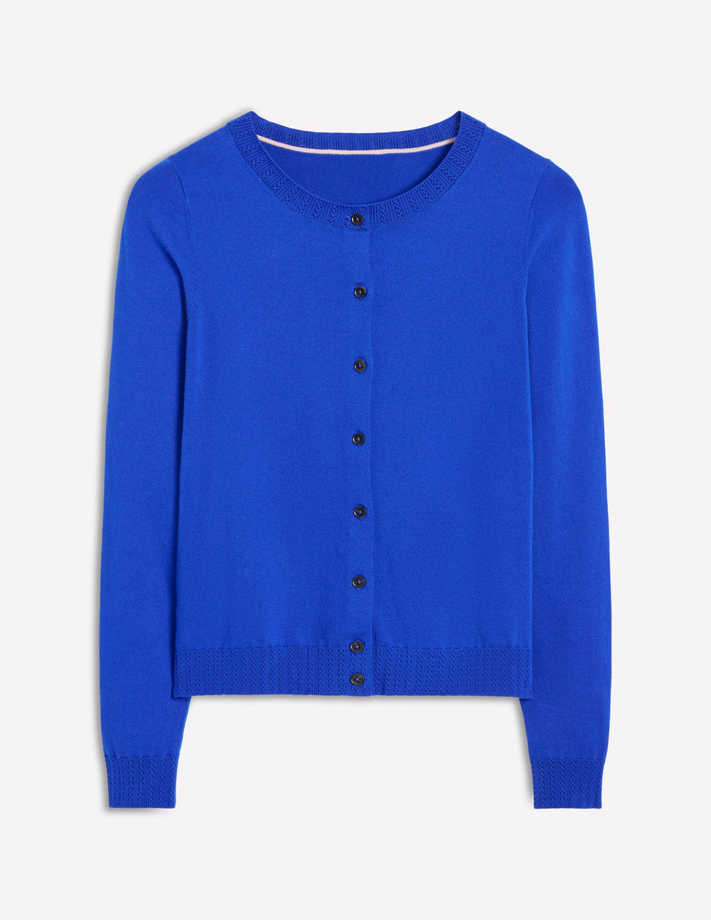 Boden Emilia Cotton Crew Cardigan - Bright Blue