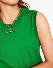 Boden Emilia Cotton Crew Neck Vest - Rich Emerald