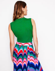 Boden Emilia Cotton Crew Neck Vest - Rich Emerald
