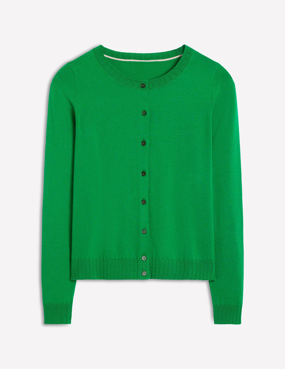 Boden Emilia Cotton Crew Cardigan - Rich Emerald