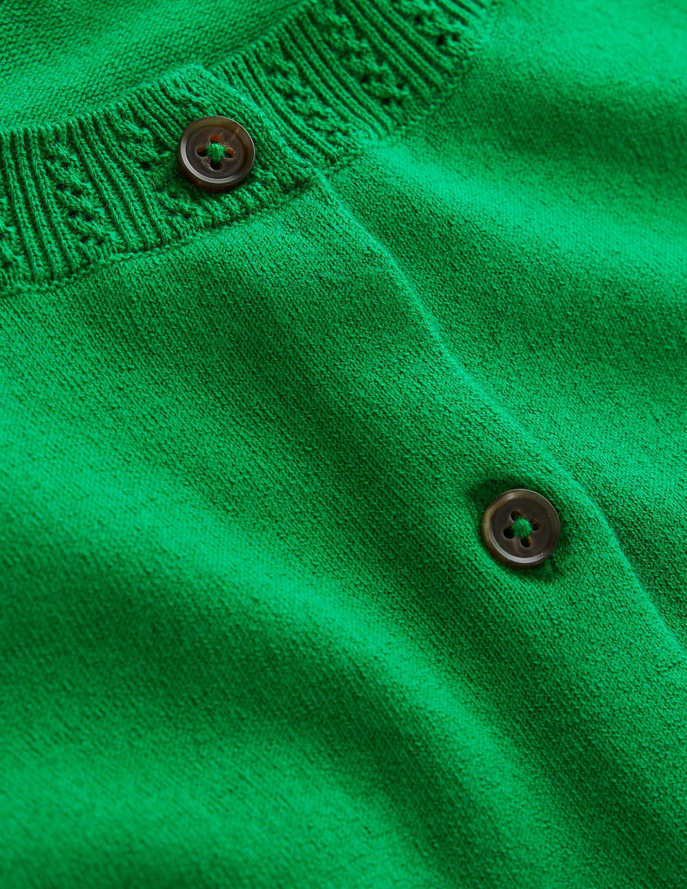 Boden Emilia Cotton Crew Cardigan - Rich Emerald